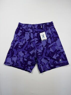 Purple Geometric Athletic Shorts - Unbranded